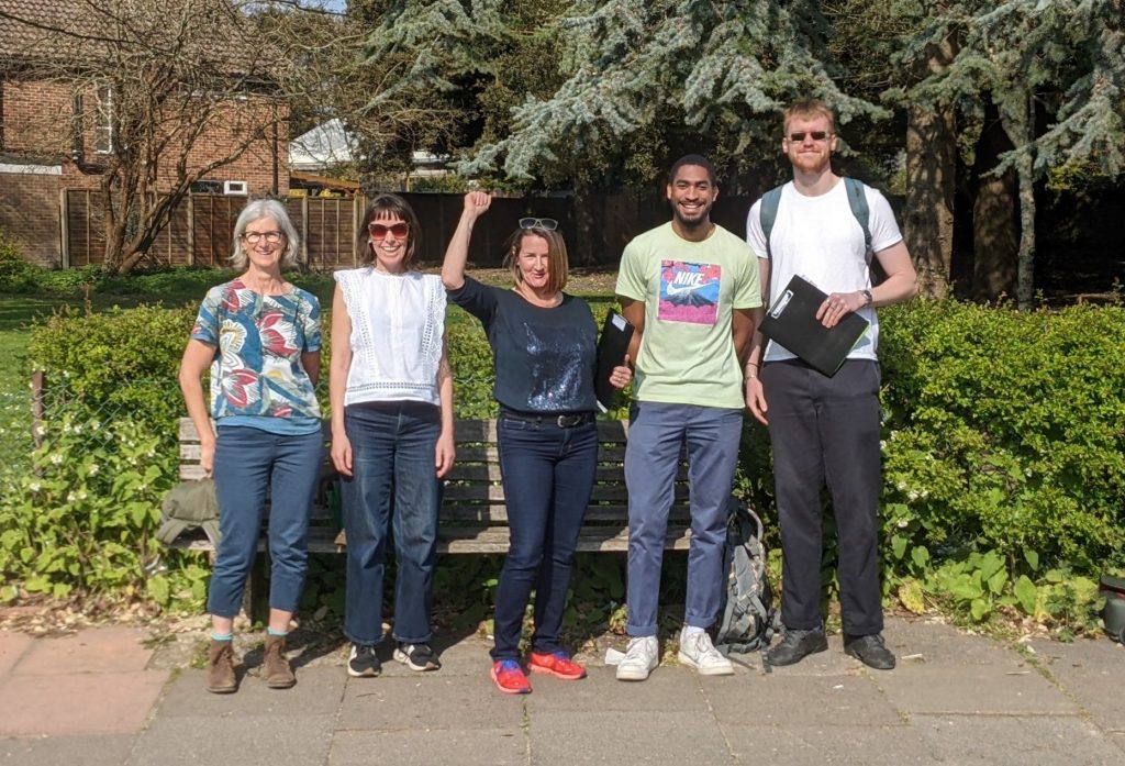 Green Party Canvassing team standing by local greenery