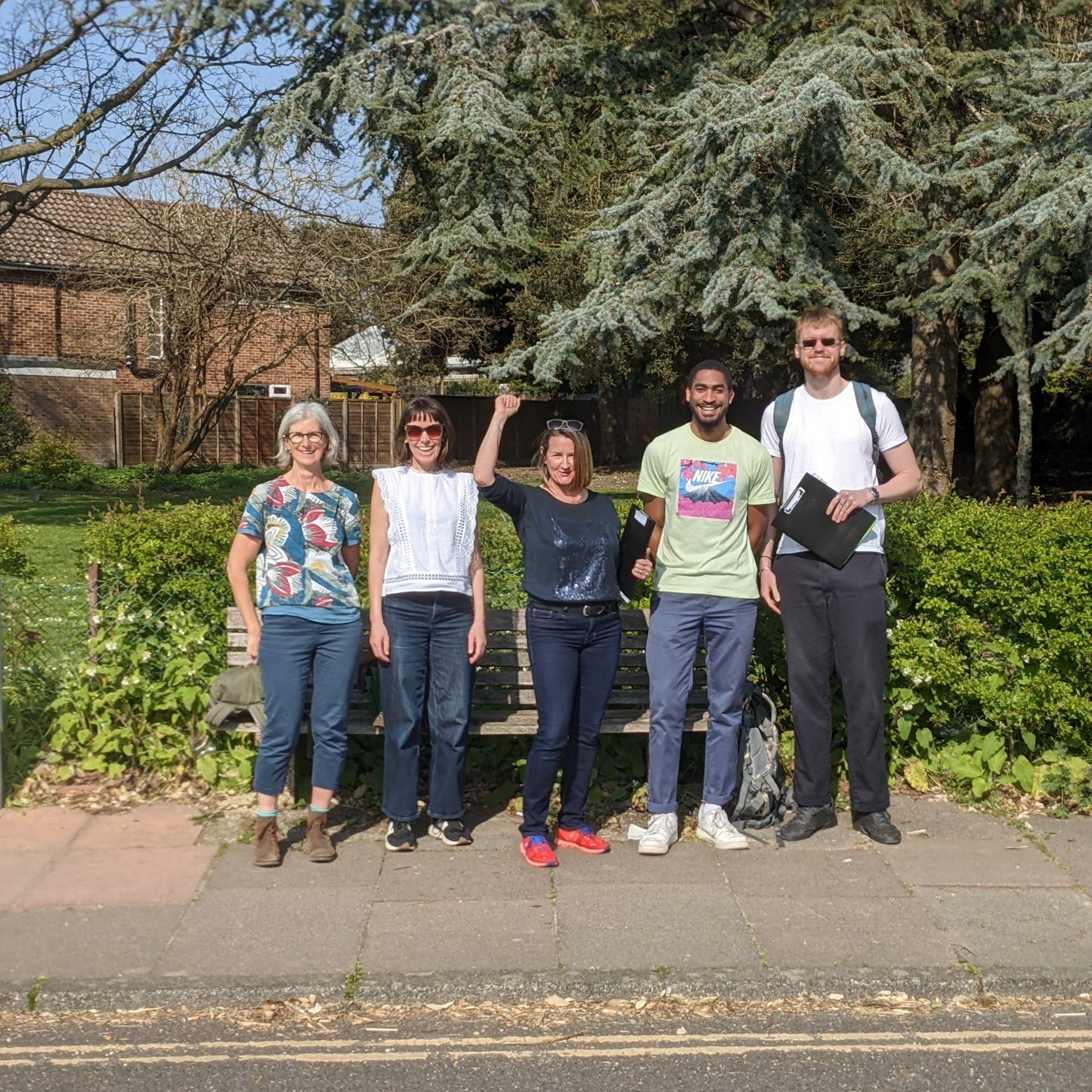 Green Party Canvassing team standing by local greenery